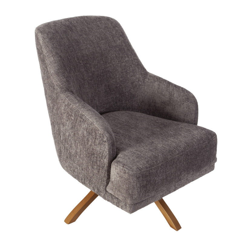 Artekko Artekko Oslo Γκρι Καφέ Μπουκλέ Περιστρεφόμενη Πολυθρόνα Μπερζέρα (65x85x88)cm 783-6329