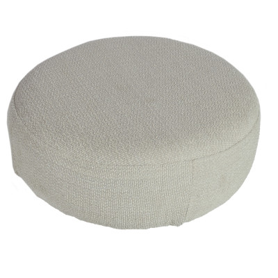 Artekko Artekko Ponpon Μπεζ Στρογγυλό Υποπόδιο Σκαμπό με Μπουκλέ Ύφασμα (70x70x30)cm 783-6401-D
