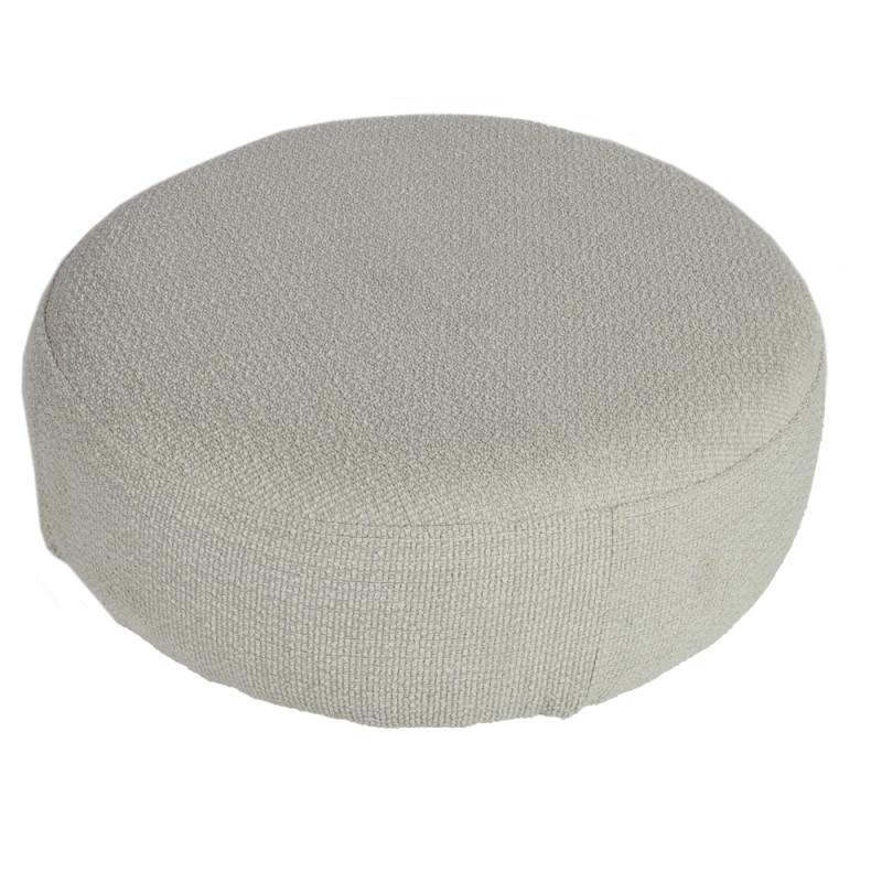 Artekko Artekko Ponpon Μπεζ Στρογγυλό Υποπόδιο Σκαμπό με Μπουκλέ Ύφασμα (70x70x30)cm 783-6401-D