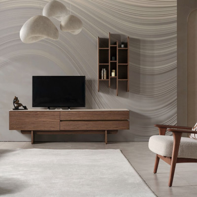 Artekko Artekko Stone Καφέ Έπιπλο Τηλεόρασης MDF με Όψη Πέτρας στην Επιφάνεια (210x48x60)cm 783-6412