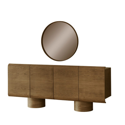 Artekko Artekko Asos Καφέ Μπουφές MDF (200x45x87)cm με Καθρέπτη (81x81x5)cm 2pcs 783-6500