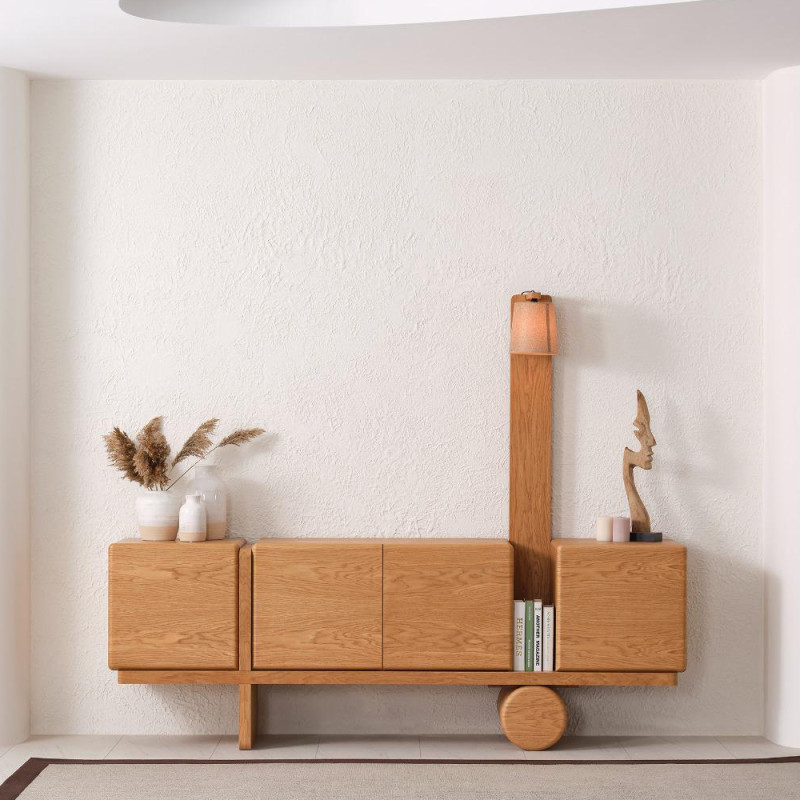 Artekko Artekko Lilyum Καφέ Ξύλινος Μπουφές με Ενσωματωμένο Φωτιστικό (230x48x79/180)cm 783-6603