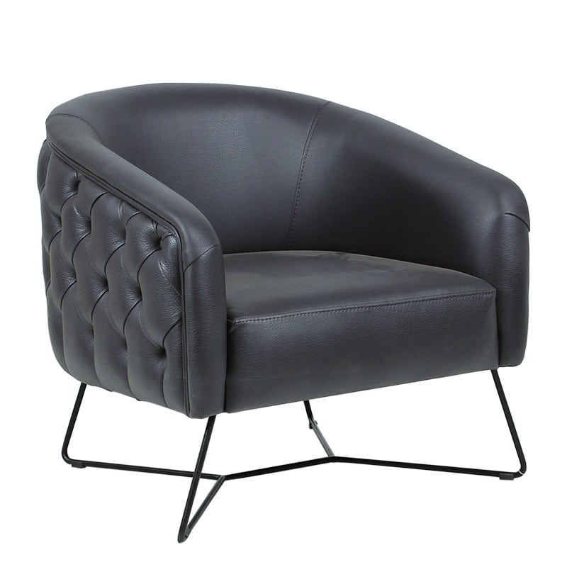 Artekko Artekko Nautro Moon Γκρι Πολυθρόνα με Τεχνόδερμα (75x75x80)cm 783-7056