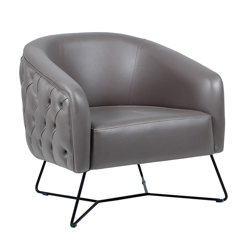 Artekko Artekko Udraan Moon Γκρι Πολυθρόνα με Τεχνόδερμα (75x75x80)cm 783-7064