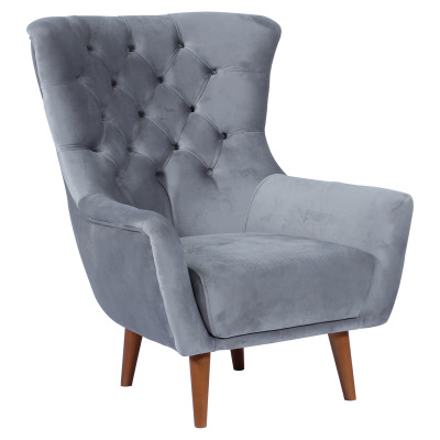 Artekko Artekko Obop Μπερζέρα Γκρι με Ξύλινα Πόδια (78x75x105)cm 783-7088