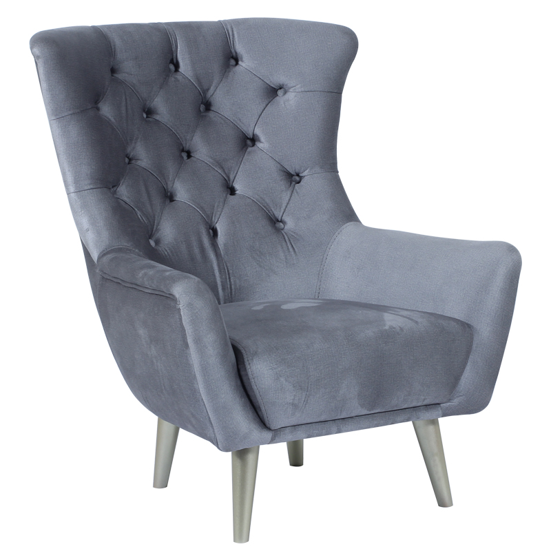 Artekko Artekko Prir Μπερζέρα Γκρι με Ασημί Ξύλινα Πόδια (78x75x105)cm 783-7095