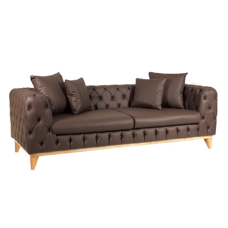 Artekko Artekko Καναπές τριθέσιος JAGUAR 225x92x68 ύφασμα KESTANE 0872 με ξύλινα πόδια 783-7139