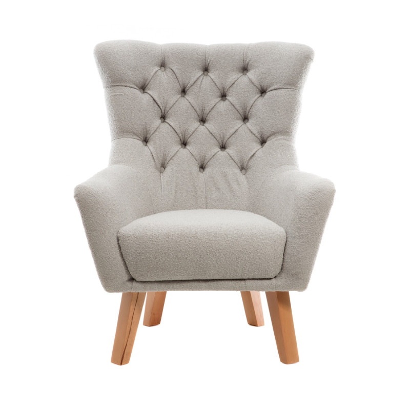 Artekko Artekko Zumrut Μπερζέρα Υφασμάτινη Γκρι με Ξύλινα Πόδια (80x90x100)cm 783-7183