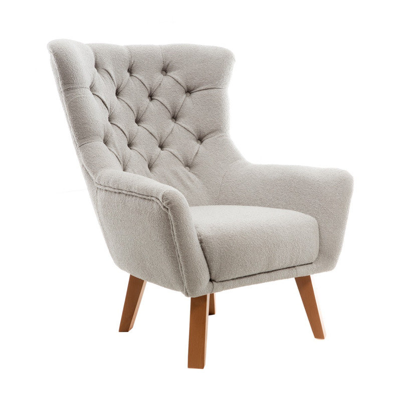 Artekko Artekko Zumrut Μπερζέρα Υφασμάτινη Γκρι με Ξύλινα Πόδια (80x90x100)cm 783-7183