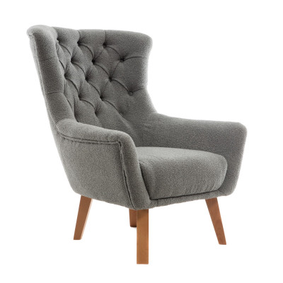 Artekko Artekko Zumrut Μπερζέρα Υφασμάτινη Γκρι με Ξύλινα Πόδια (80x90x100)cm 783-7184