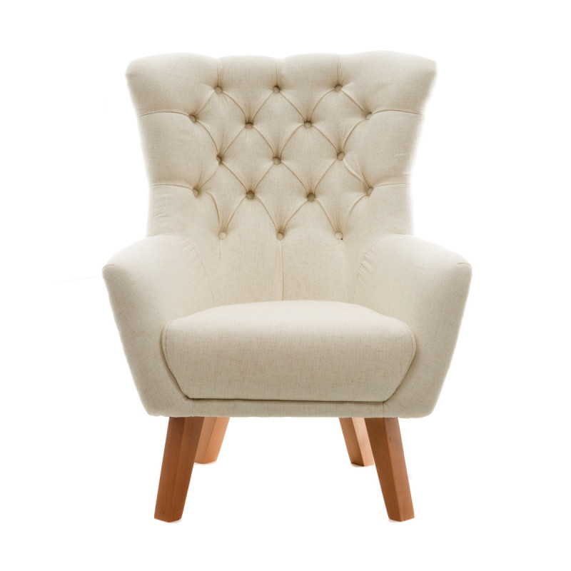 Artekko Artekko Zumrut Μπερζέρα Υφασμάτινη Λευκή με Ξύλινα Πόδια (80x90x100)cm 783-7187