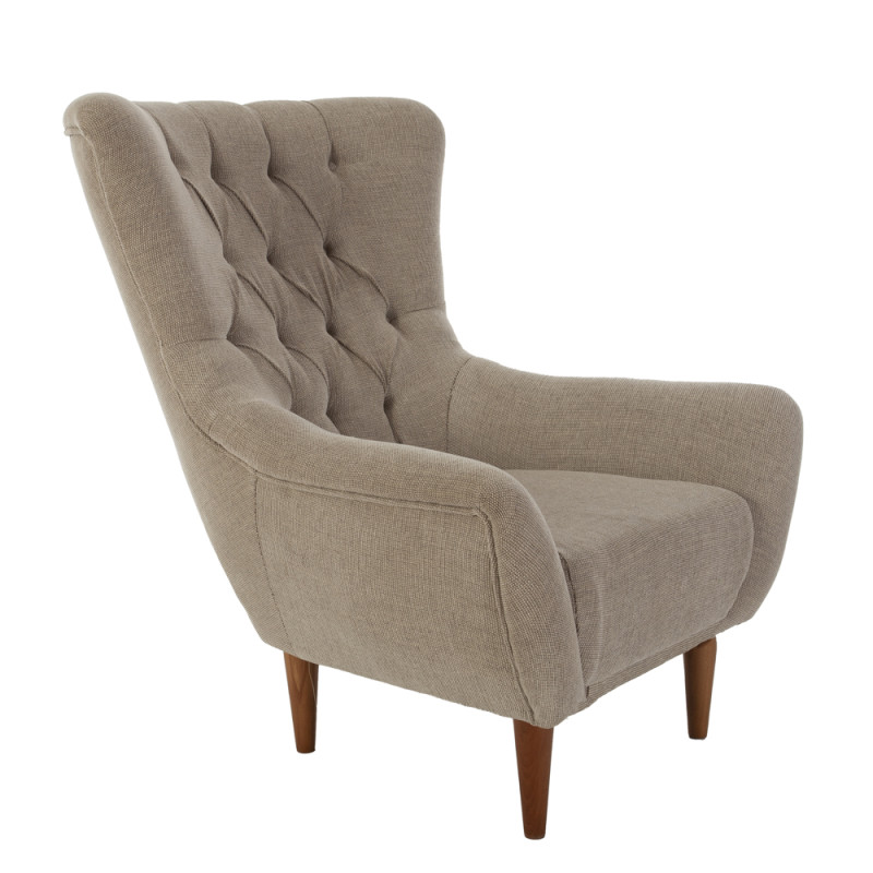 Artekko Artekko Zebra Υφασμάτινη Μπεζ της Άμμου Μπερζέρα με Καφέ Ξύλινα Πόδια (80x85x93)cm 783-7206