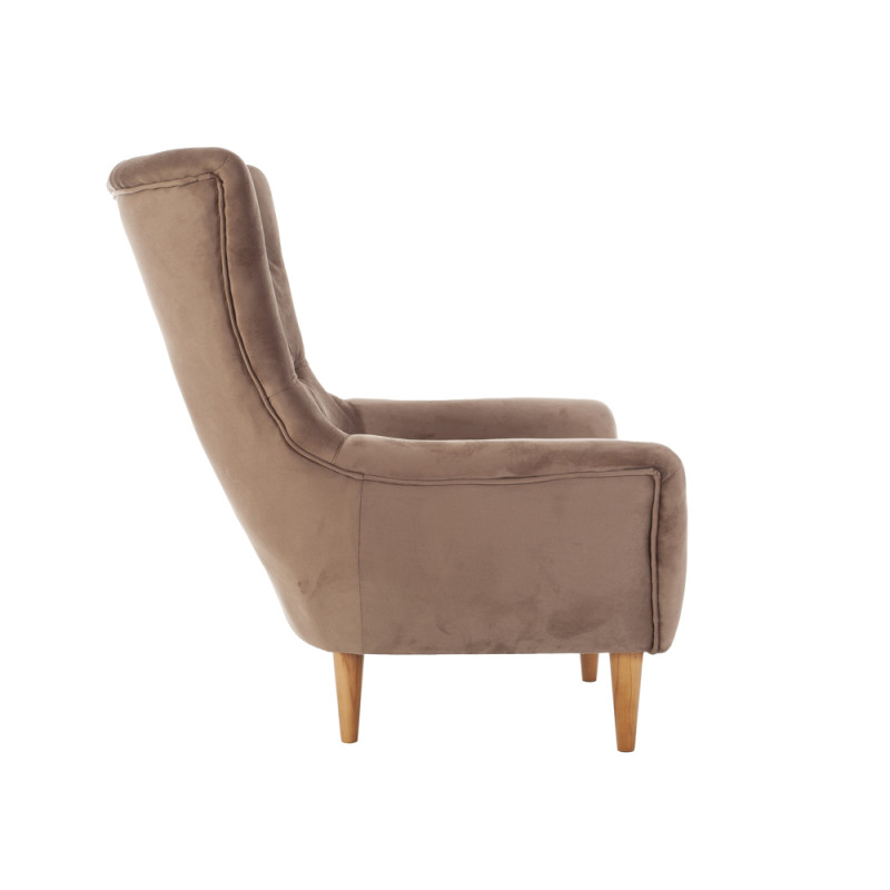 Artekko Artekko Zebra Βελούδινη Καφέ Μπερζέρα με Ξύλινα Πόδια (80x85x93)cm 783-7218