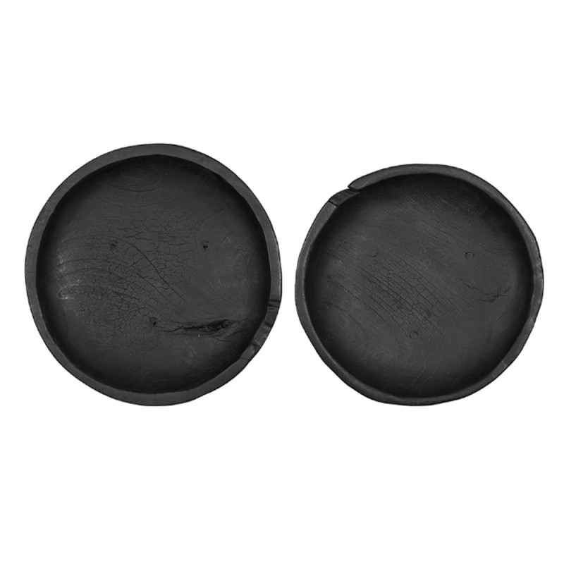 Artekko Artekko Woody Μαύρα Διακοσμητικά Μπολ από Ξύλο Teak (30x30x15)cm 2pcs 78339-BLAC