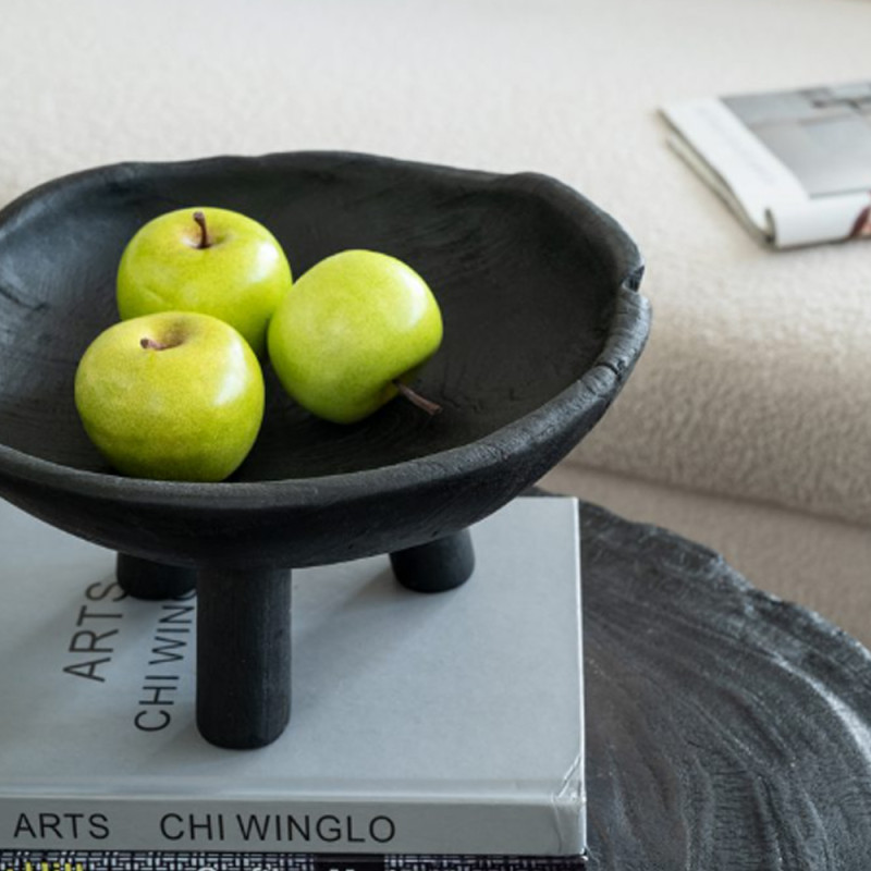 Artekko Artekko Woody Μαύρα Διακοσμητικά Μπολ από Ξύλο Teak (30x30x15)cm 2pcs 78339-BLAC