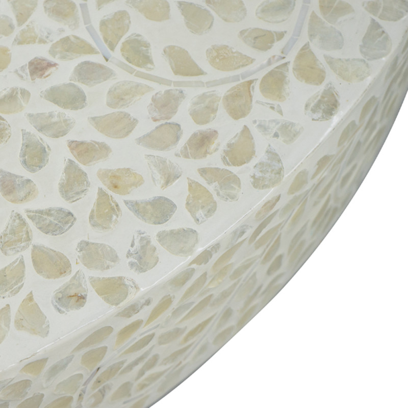 Artekko Artekko Ivory Τραπέζι Σαλονιού MDF Capiz Άσπρο Μπεζ (89x89x41)cm 78482-CREA