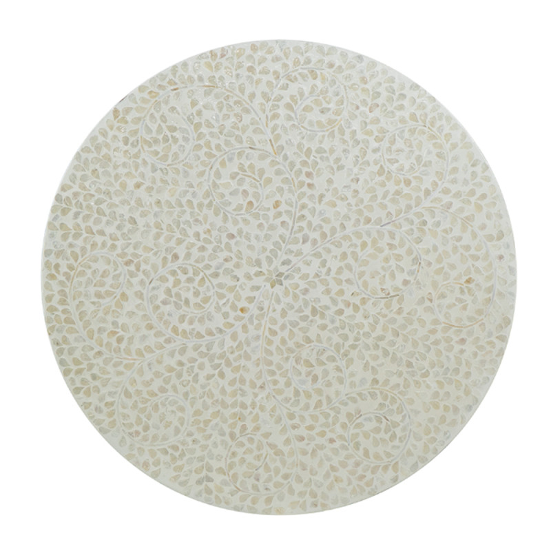 Artekko Artekko Ivory Τραπέζι Σαλονιού MDF Capiz Άσπρο Μπεζ (89x89x41)cm 78482-CREA
