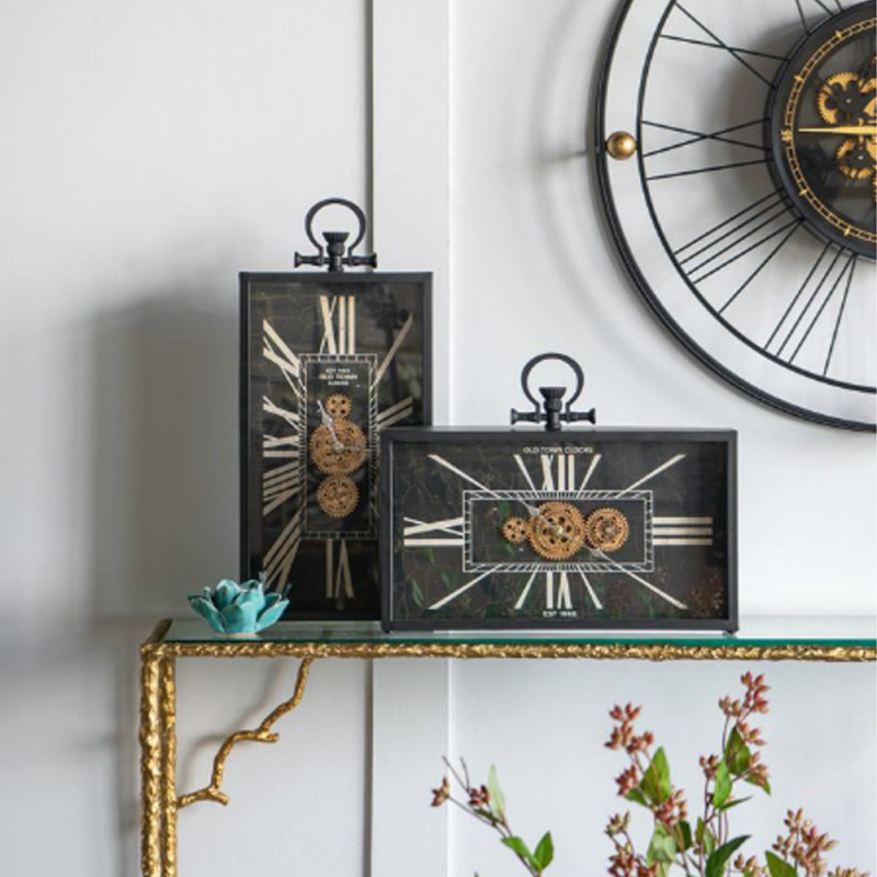 Artekko Artekko Clock Μαύρο Μεταλλικό Επιτραπέζιο Ρολόι με Μηχανισμό (45x8x33)cm 78665-DS