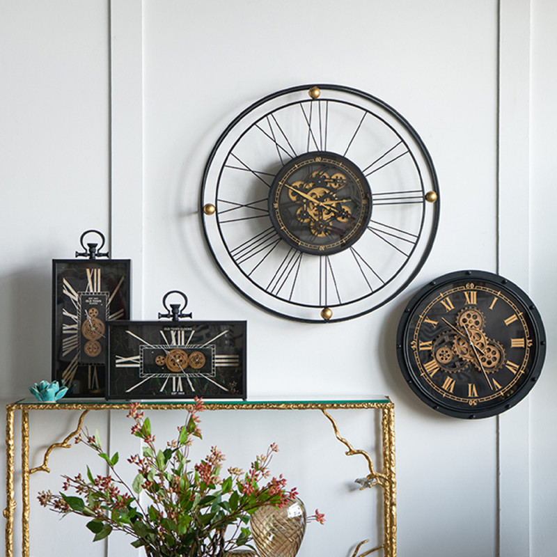Artekko Artekko Clock Μαύρο Μεταλλικό Επιτραπέζιο Ρολόι με Μηχανισμό (45x8x33)cm 78665-DS