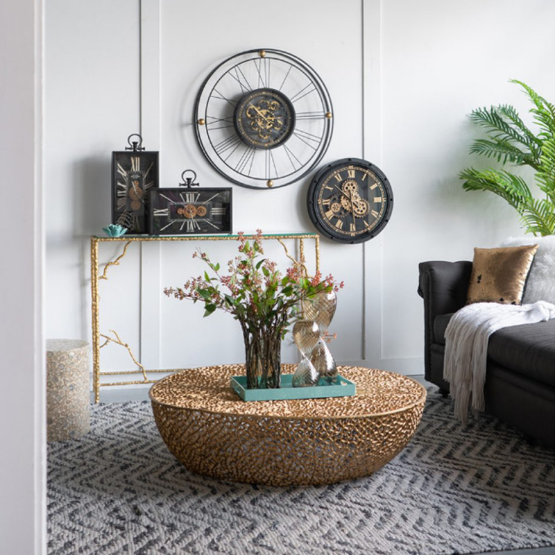 Artekko Artekko Clock Μαύρο Μεταλλικό Επιτραπέζιο Ρολόι με Μηχανισμό (45x8x33)cm 78665-DS