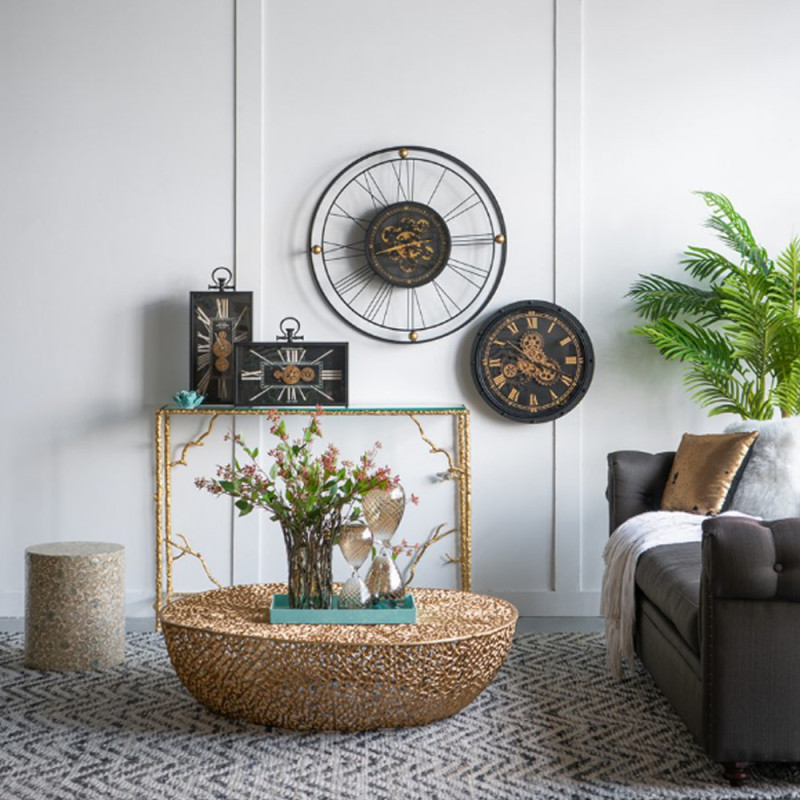 Artekko Artekko Clock Μαύρο Μεταλλικό Επιτραπέζιο Ρολόι με Μηχανισμό (45x8x33)cm 78665-DS