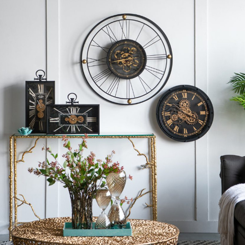 Artekko Artekko Clock Μαύρο Μεταλλικό Επιτραπέζιο Ρολόι με Μηχανισμό (45x8x33)cm 78665-DS