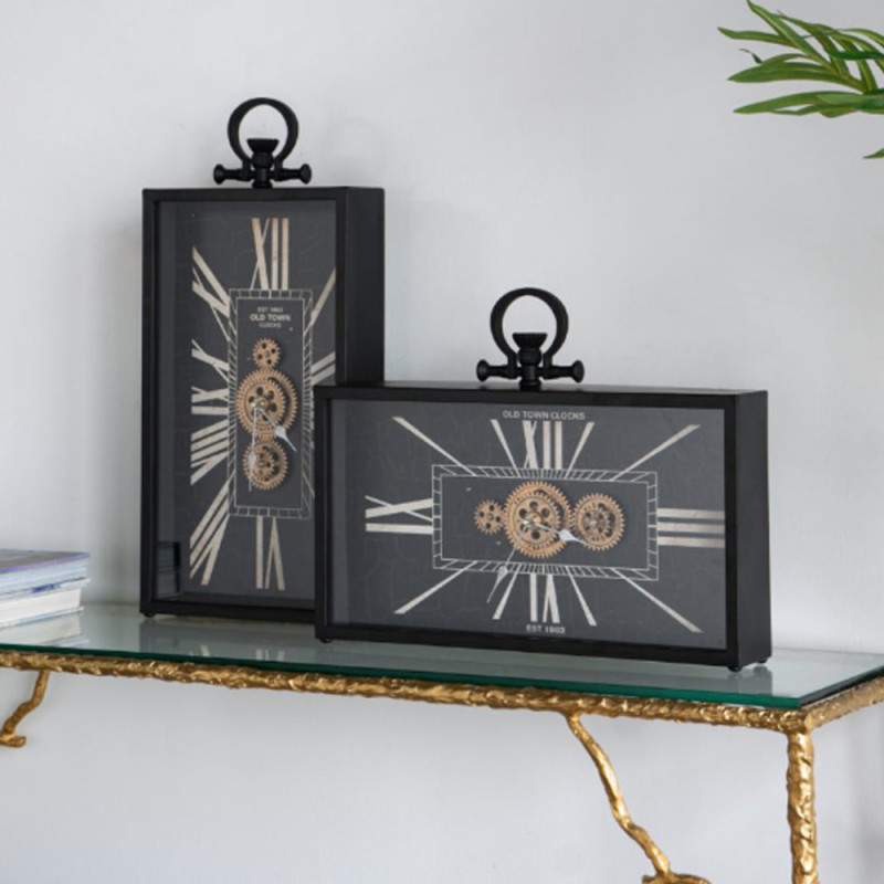 Artekko Artekko Clock Μαύρο Μεταλλικό Επιτραπέζιο Ρολόι με Μηχανισμό (45x8x33)cm 78665-DS