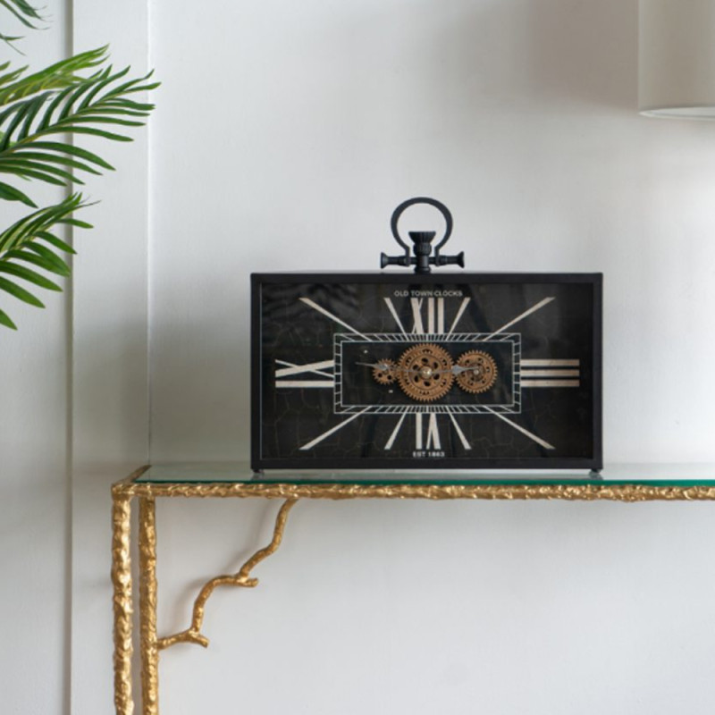 Artekko Artekko Clock Μαύρο Μεταλλικό Επιτραπέζιο Ρολόι με Μηχανισμό (45x8x33)cm 78665-DS