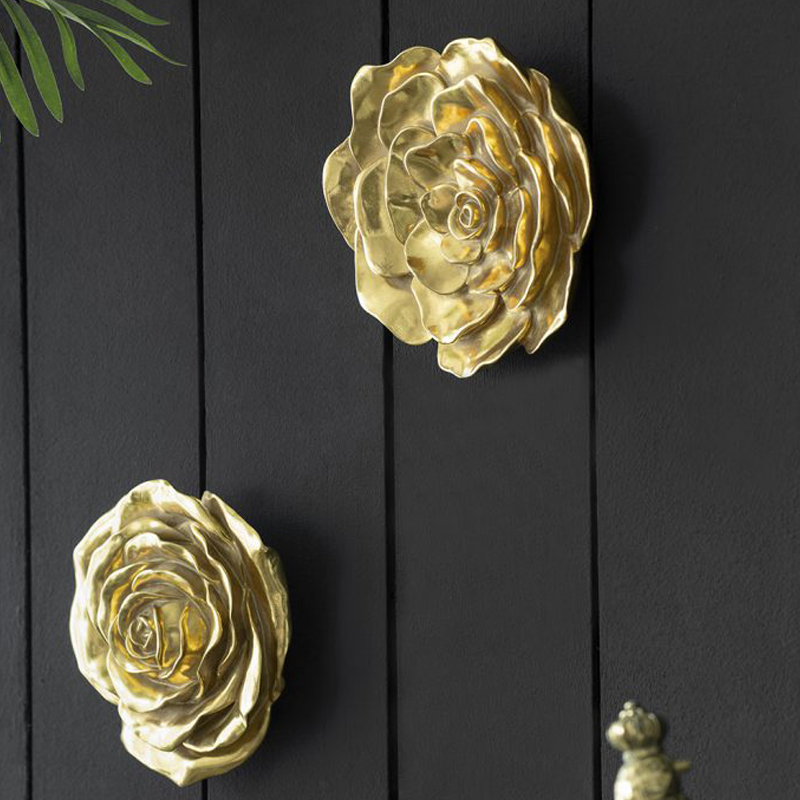 Artekko Artekko Flower Χρυσά Επιτοίχια Διακοσμητικά Λουλούδια Ρητίνης (19.1x3x18)cm 2pcs 78732-GOLD-DS