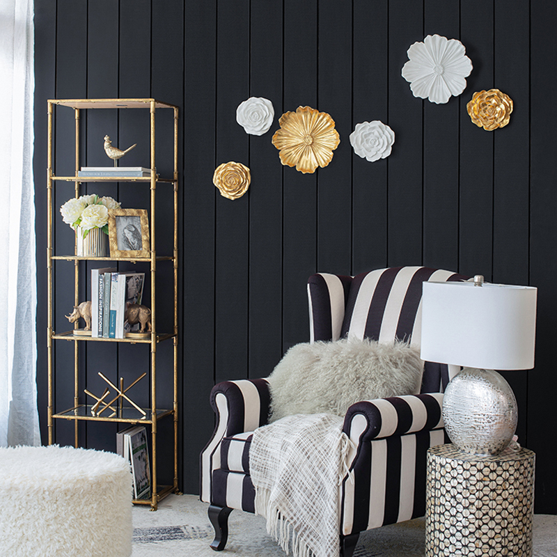 Artekko Artekko Flower Χρυσά Επιτοίχια Διακοσμητικά Λουλούδια Ρητίνης (19.1x3x18)cm 2pcs 78732-GOLD-DS