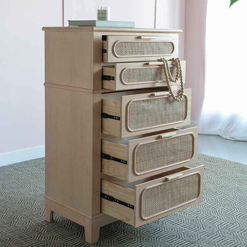 Artekko Artekko Cons MDF Συρταριέρα με Ψάθα σε Φυσική Απόχρωση (73.5x46x117)cm 79138-NATU