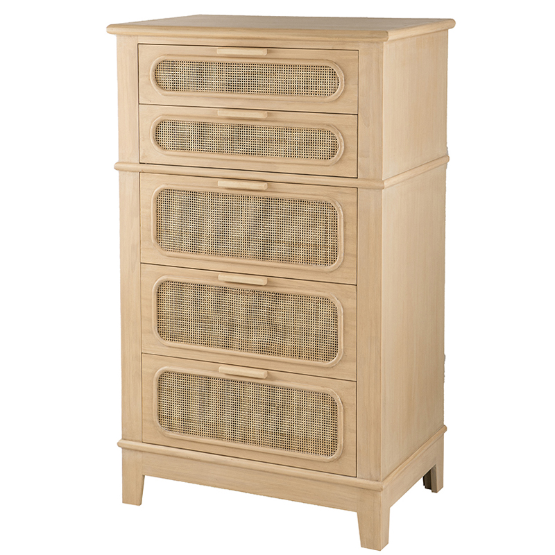 Artekko Artekko Cons MDF Συρταριέρα με Ψάθα σε Φυσική Απόχρωση (73.5x46x117)cm 79138-NATU