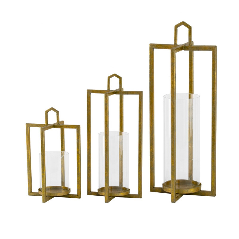 Artekko Artekko Bastillica Χρυσά Μεταλλικά Φανάρια (12.5x12.5x47.5)cm 3pcs 82244-DS