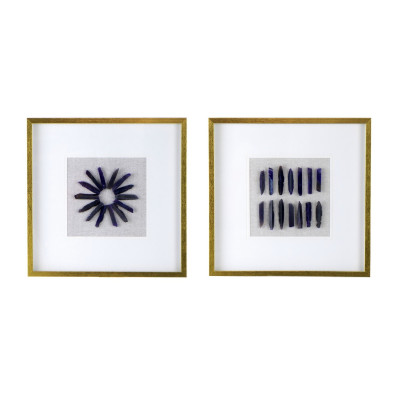 Artekko Artekko Mosaic Πίνακες με Διακοσμητικό Μοβ Αχάτη σε Χρυσή Κορνίζα (60x60x3)cm 2pcs 82765