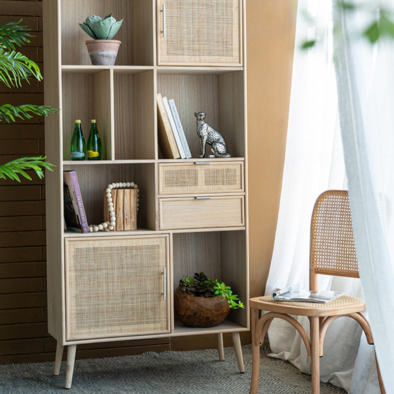 Artekko Artekko Cons MDF Μπουφές με Ψάθα σε Φυσική Απόχρωση (90x37x189)cm 82783