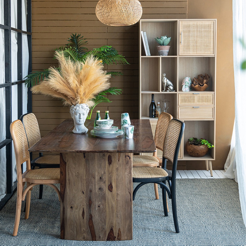 Artekko Artekko Cons MDF Μπουφές με Ψάθα σε Φυσική Απόχρωση (90x37x189)cm 82783