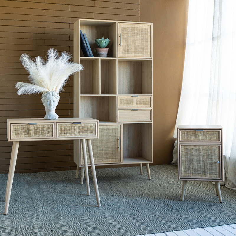 Artekko Artekko Cons MDF Μπουφές με Ψάθα σε Φυσική Απόχρωση (90x37x189)cm 82783