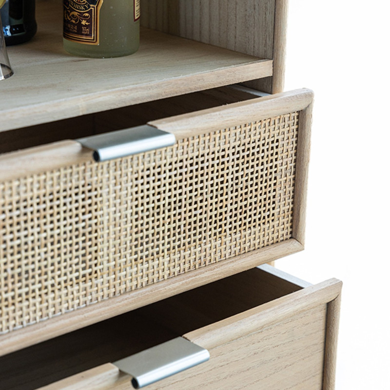 Artekko Artekko Cons MDF Μπουφές με Ψάθα σε Φυσική Απόχρωση (90x37x189)cm 82783