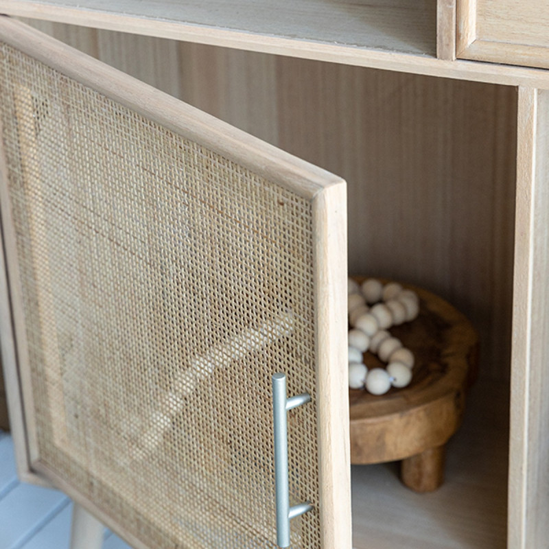 Artekko Artekko Cons MDF Μπουφές με Ψάθα σε Φυσική Απόχρωση (90x37x189)cm 82783