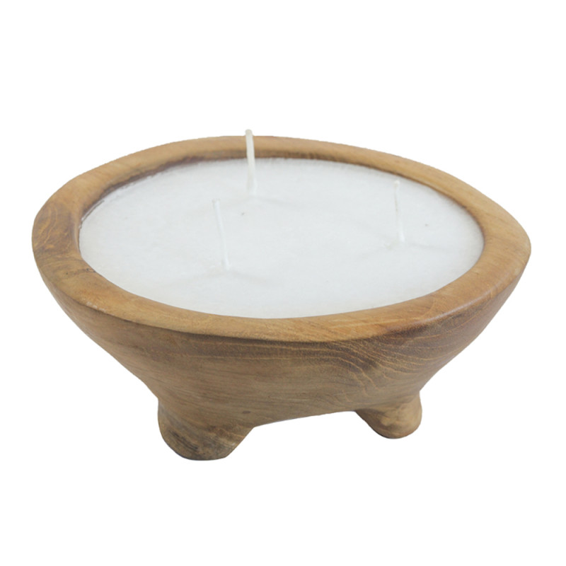 Artekko Artekko Woody Μπολ Διακοσμητικό με Κερί Σόγιας από Ξύλο Teak (15x15x6)cm 83468
