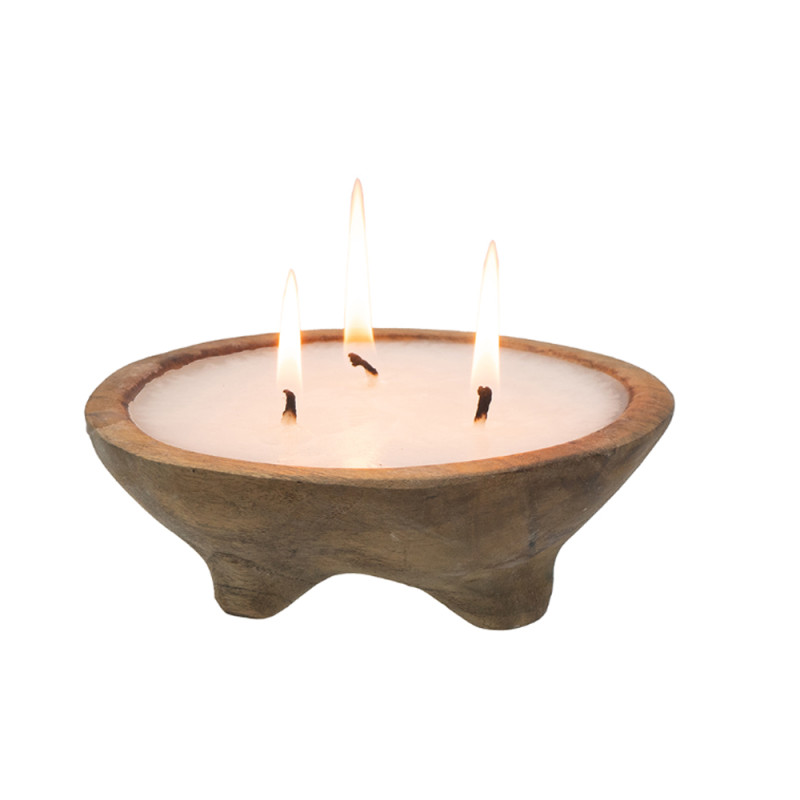Artekko Artekko Woody Μπολ Διακοσμητικό με Κερί Σόγιας από Ξύλο Teak (15x15x6)cm 83468