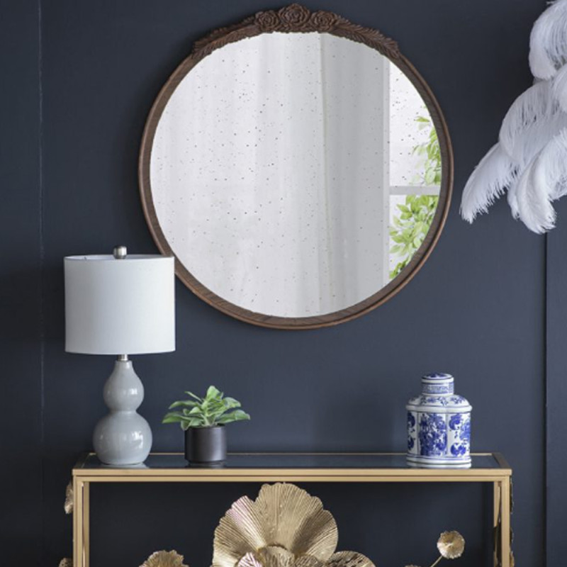 Artekko Artekko Dia Καθρέπτης Τοίχου Ξύλο/Γυαλί Καφέ (76.5x74x5)cm 83482-NATU-DS