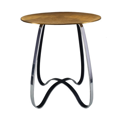 Artekko Artekko Loza Χρυσό Μεταλλικό Βοηθητικό Τραπέζι με Ασημί Πόδια (46x46x51)cm 83756