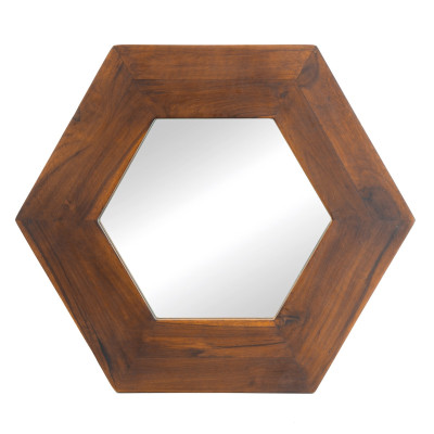 Artekko Artekko Mirror Καθρέφτης Τοίχου από Ξύλο Teak MDF Καφέ (47x47x1.9)cm 85824-BROW