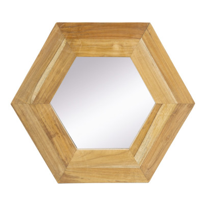 Artekko Artekko Mirror Καθρέφτης Τοίχου από Ξύλο Teak MDF Φυσική Απόχρωση (47x47x1.9)cm 85824-NATU