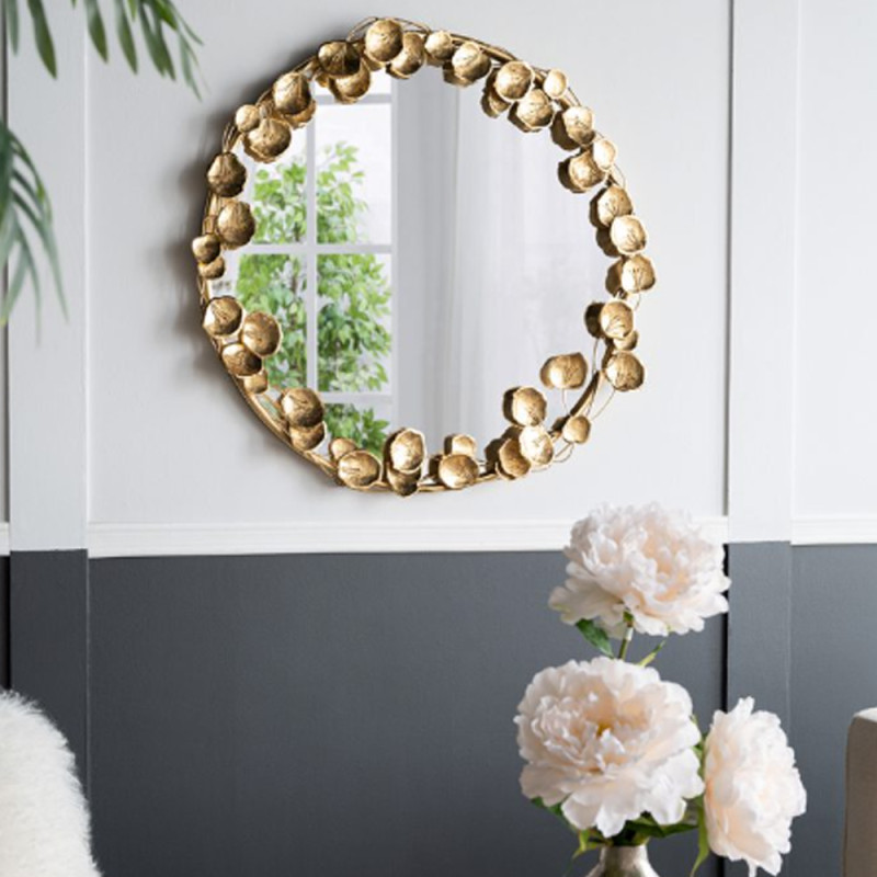 Artekko Artekko Leaf Καθρέπτης Τοίχου Μέταλλο Γυαλί Χρυσό (90x90x7)cm 86335-DS