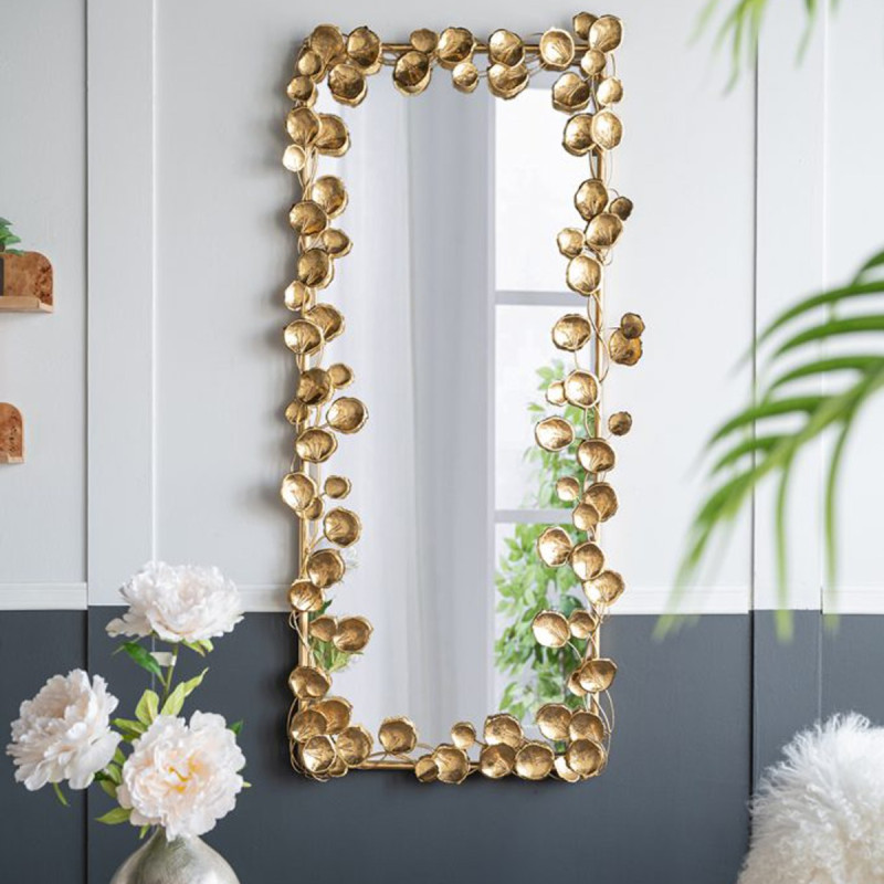 Artekko Artekko Leaf Χρυσός Μεταλλικός Καθρέπτης Τοίχου (79x154.5x7)cm 86337-DS