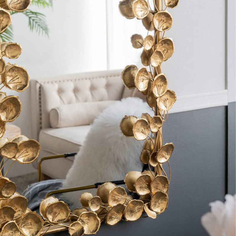 Artekko Artekko Leaf Χρυσός Μεταλλικός Καθρέπτης Τοίχου (79x154.5x7)cm 86337-DS