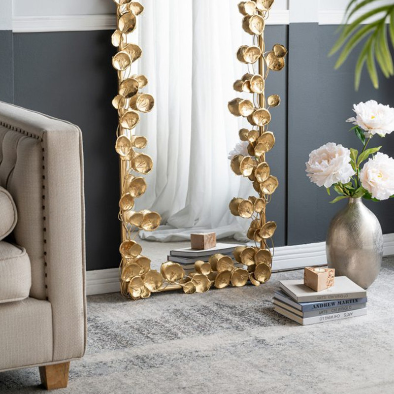 Artekko Artekko Leaf Χρυσός Μεταλλικός Καθρέπτης Τοίχου (79x154.5x7)cm 86337-DS