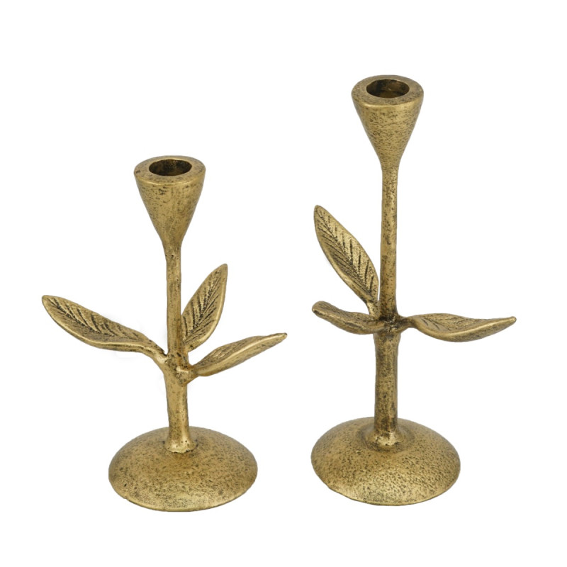 Artekko Artekko Holder Κηροπήγιο Μεταλλικό Χρυσό (15x10x18)cm (15x10x23)cm Σετ/2 86649-DS